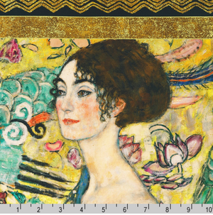 Gustav Klimt - Lady with a Fan - Gold Metallic Panel