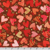 Hearts in Bloom - Packed Hearts Red Gold Metallic Yardage