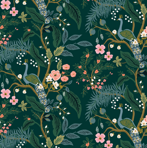 Vintage Garden - Peacock - Hunter Metallic Yardage