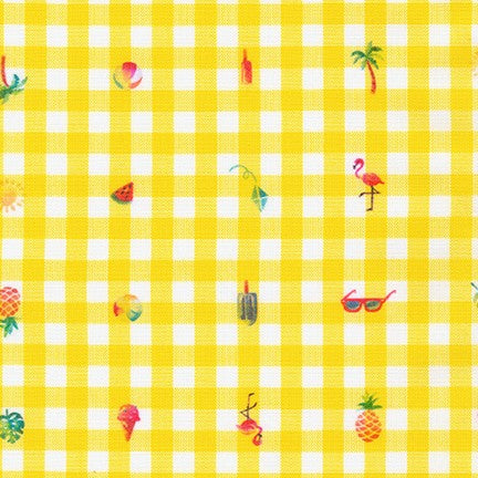 Carolina Shore Prints - Flamingo Summer Fun Yellow Yardage