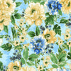 Decadent Garden - Florals Blue Metallic Yardage