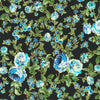 Decadent Garden - Florals and Leaves Navy Metallic Yardage