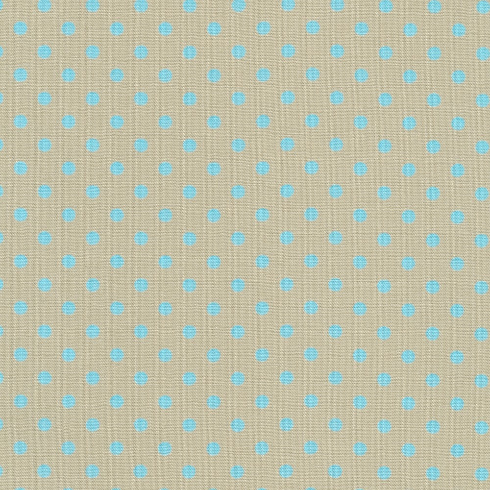 Sevenberry Dots-A-Lot - Turquoise Dots on Putty Yardage