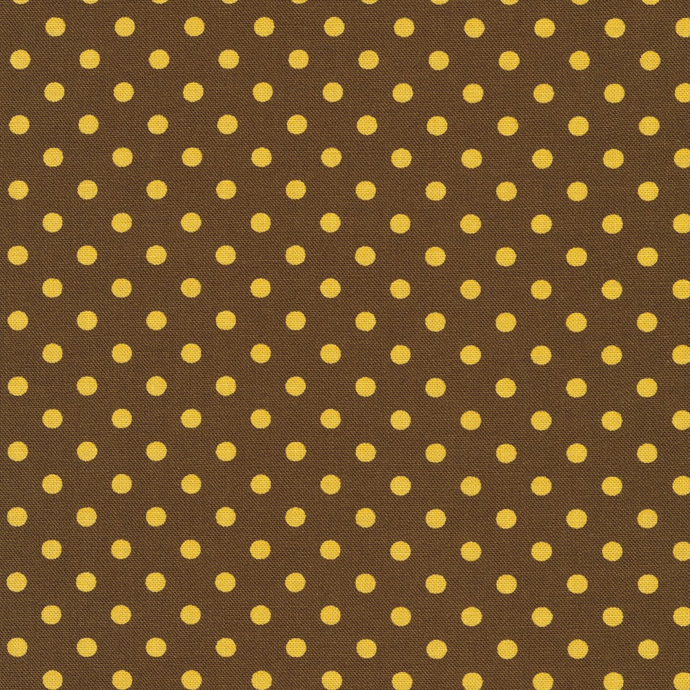 Sevenberry Dots-A-Lot - Yellow Dots on Brown Yardage