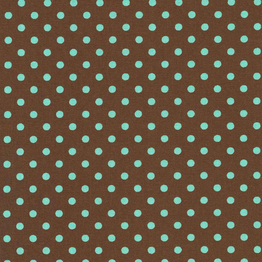 Sevenberry Dots-A-Lot - Mint Dots on Brown Yardage