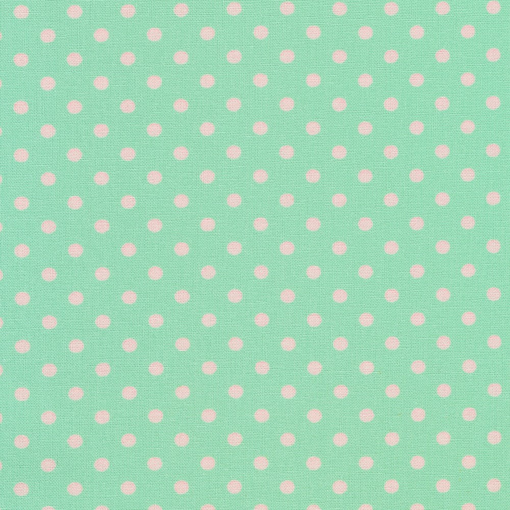 Sevenberry Dots-A-Lot - Pink Dots on Sage Yardage