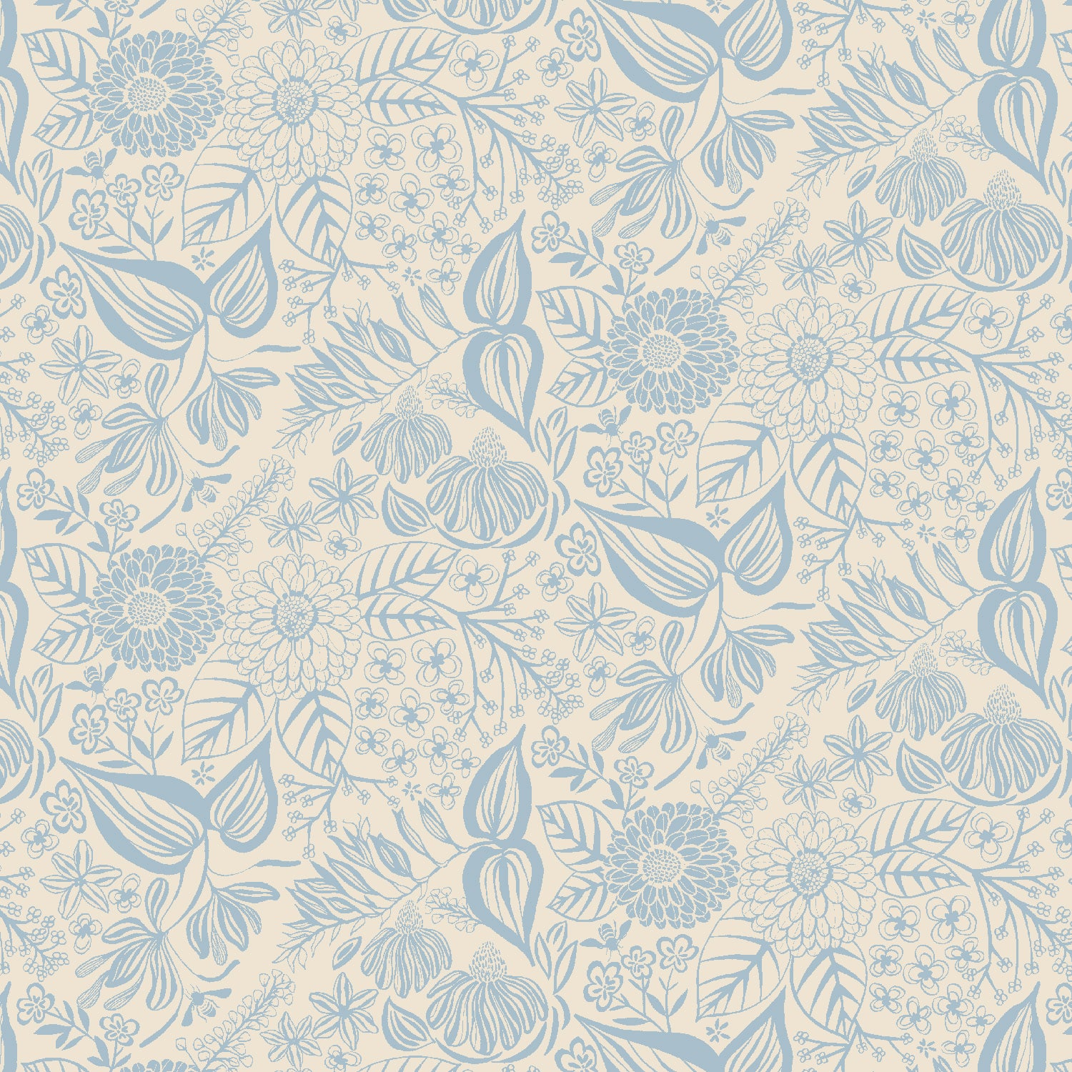 Honeybee Garden - Bee Garden - Sky Blue Yardage