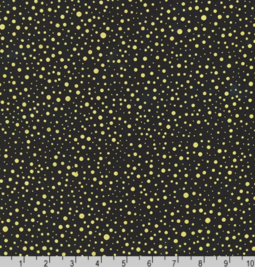 Artisan Batiks Sparkle Gold Dots on Black by Robert Kaufman