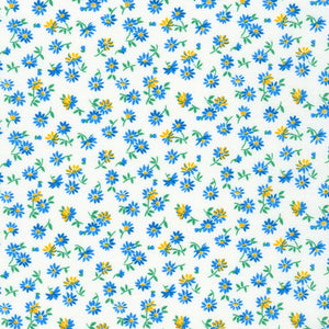 Flowerhouse - 1930's Basics Daisies Blue Yardage