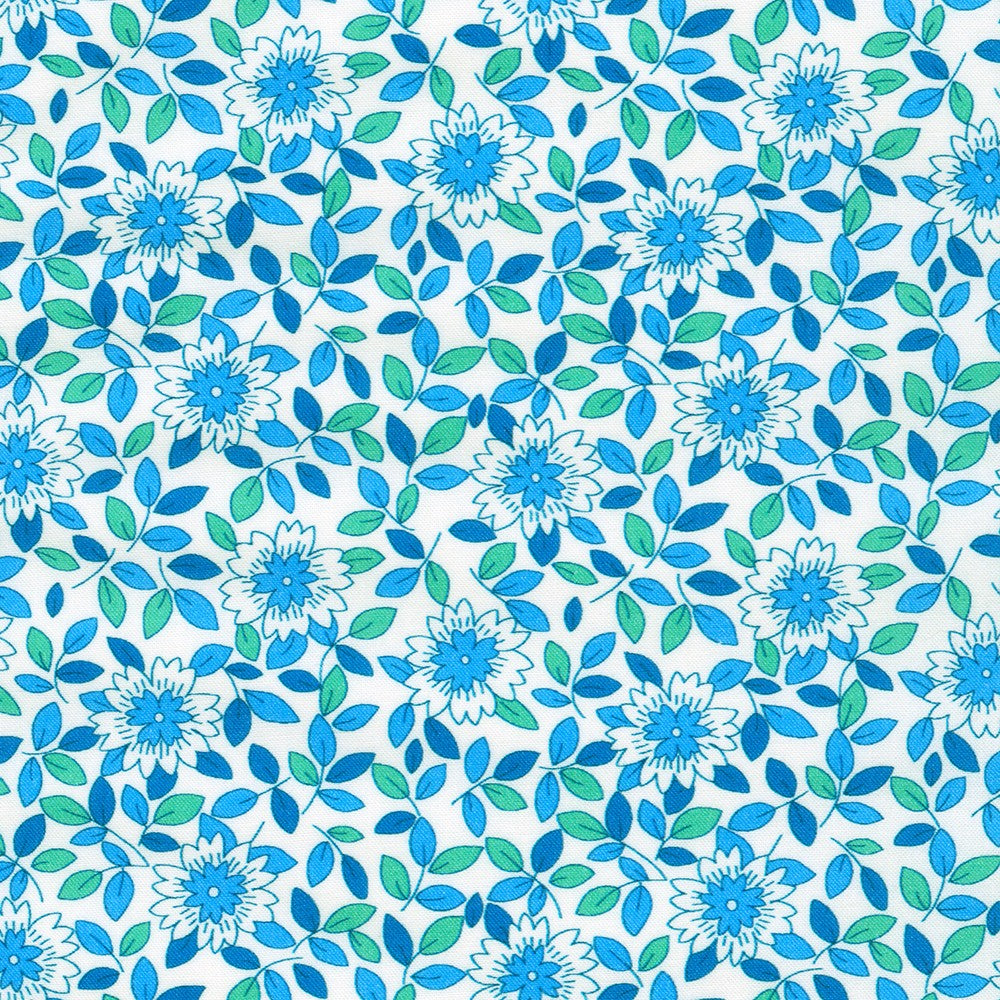 Flowerhouse - All A Flutter - Florals Blue Yardage