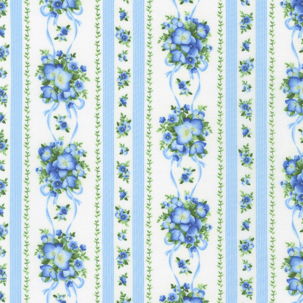 Flowerhouse Sara - Floral Stripe Natural Yardage