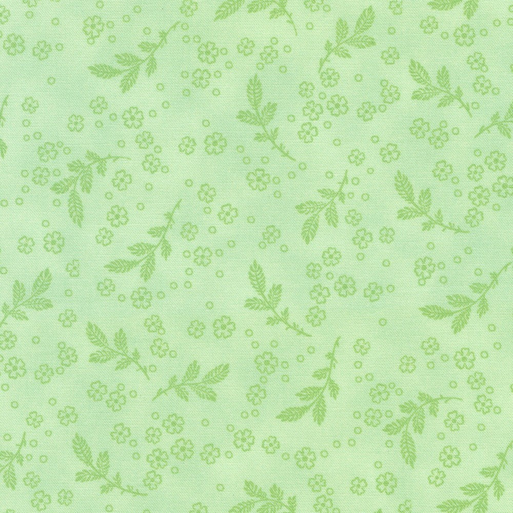 Flowerhouse - Georgina - Leaves Honeydew Yardage