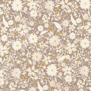 Sevenberry Grace - Flowers Grey Lavender Yardage