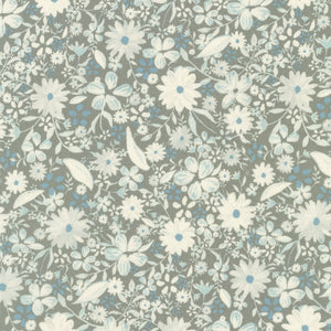 Sevenberry Grace - Flowers Grey Blue Yardage