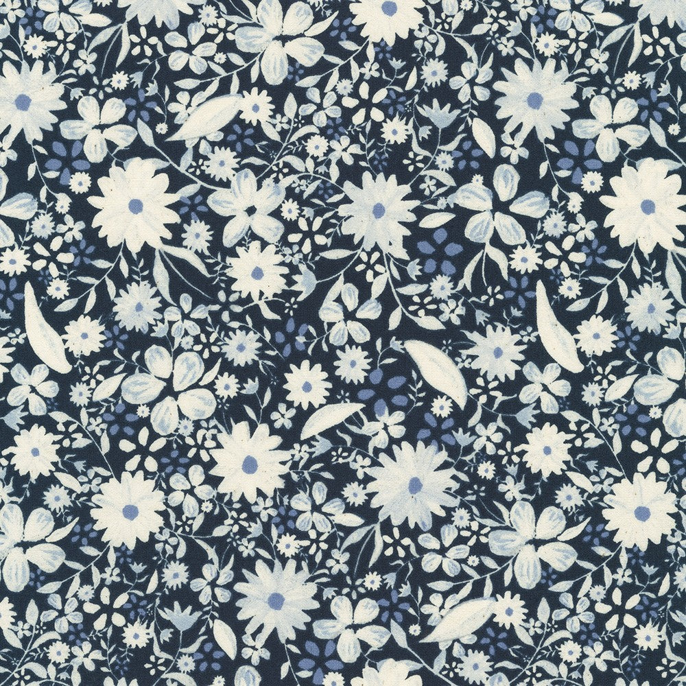 Sevenberry Grace - Flowers Navy Yardage