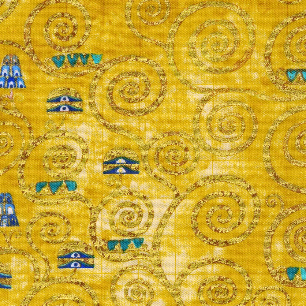 Gustav Klimt - Swirls Gold Metallic Yardage