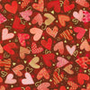 Hearts in Bloom - Packed Hearts Red Gold Metallic Yardage