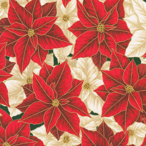 Holiday Flourish - Festive Finery - Packed Poinsettias Crimson Gold