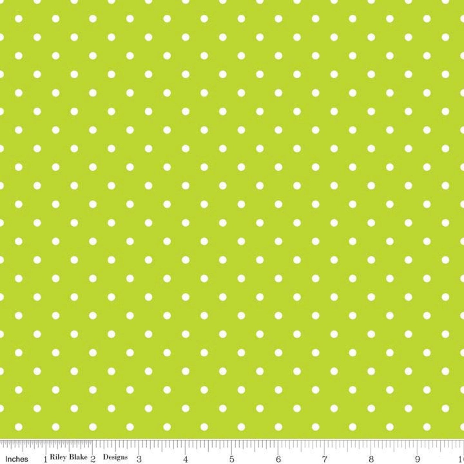 White Swiss Dot on Lime Yardage