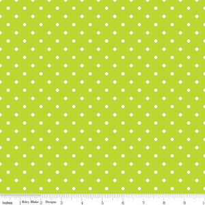 White Swiss Dot on Lime Yardage