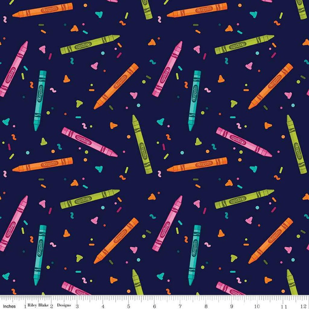 Colors of Kindness - Crayons Navy Yardage