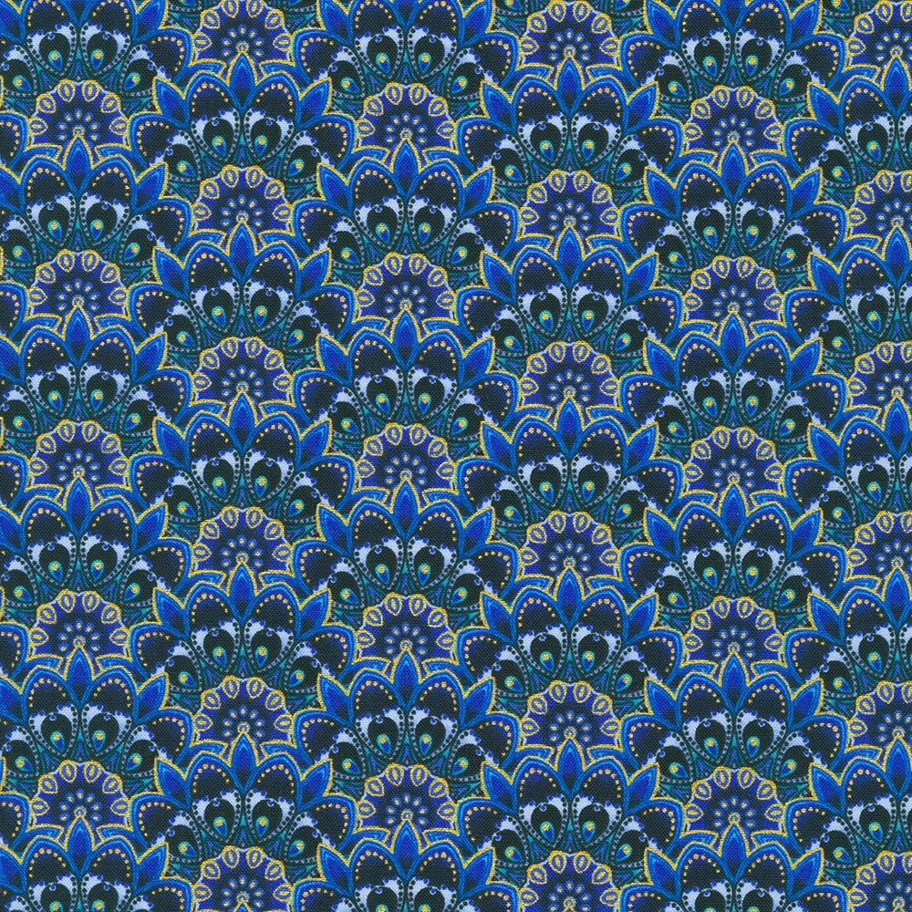 Jaikumari - Scallop Lapis Metallic Fabric