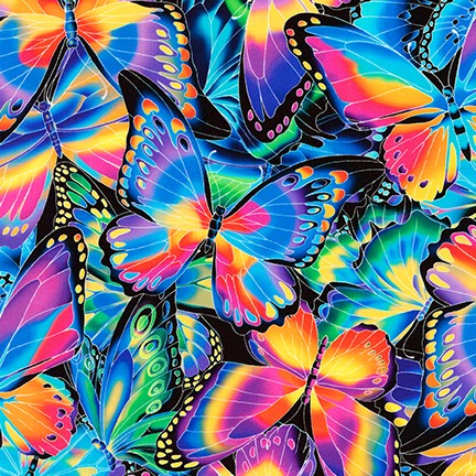 Nature Studies - Packed Multicolor Butterflies Yardage