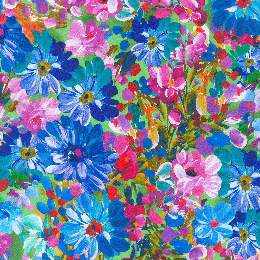 Painterly Petals Meadow - Large Floral Park Yardage