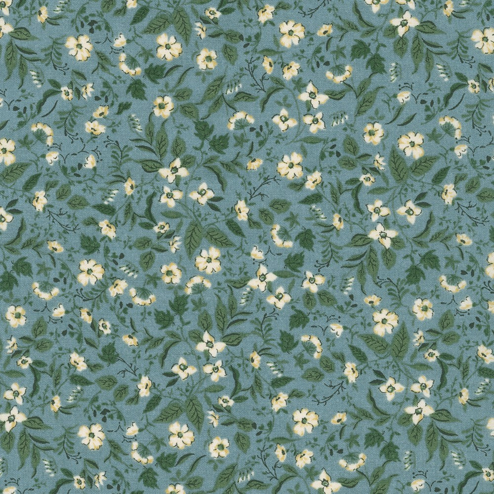 Sevenberry Petite Nostalgia Lawn - Vintage Blue Yardage