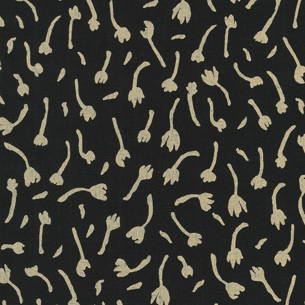 Riverbend - Buds Black Yardage - LINEN + COTTON Blend