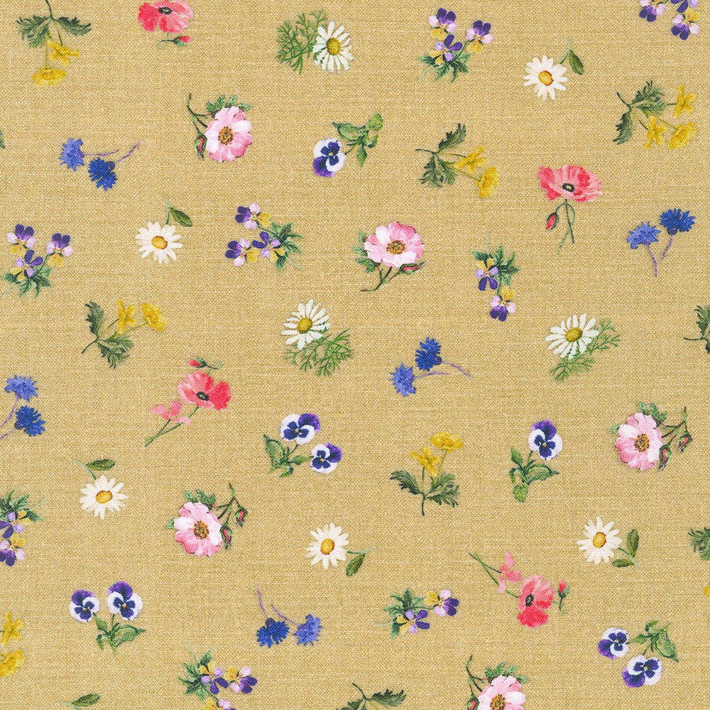 Seeds To Sew - Small Floral Burlap Yardage