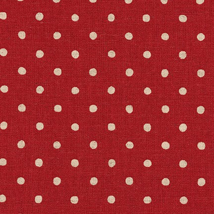 Sevenberry Canvas Natural Dots -  Dots on Red Yardage