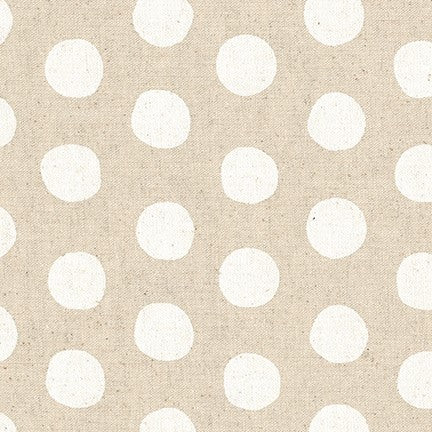 Sevenberry Canvas Natural Dots - Large Dots White Yardage