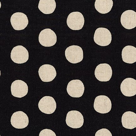 Sevenberry Canvas Natural Dots - Large Dots Black Yardage