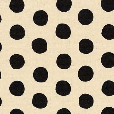 Sevenberry Canvas Natural Dots - Large Dots Jet Yardage