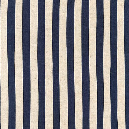 Sevenberry Canvas Natural Stripes Navy Yardage