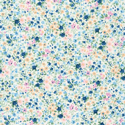 Sevenberry Petite Garden - Fresh Florals Blue Yardage