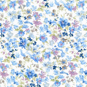 Sevenberry Petite Garden Lawn - Floral Blue Yardage