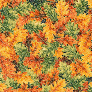 Sweet Pumpkin Spice - Leaves Nature Metallic Yardage