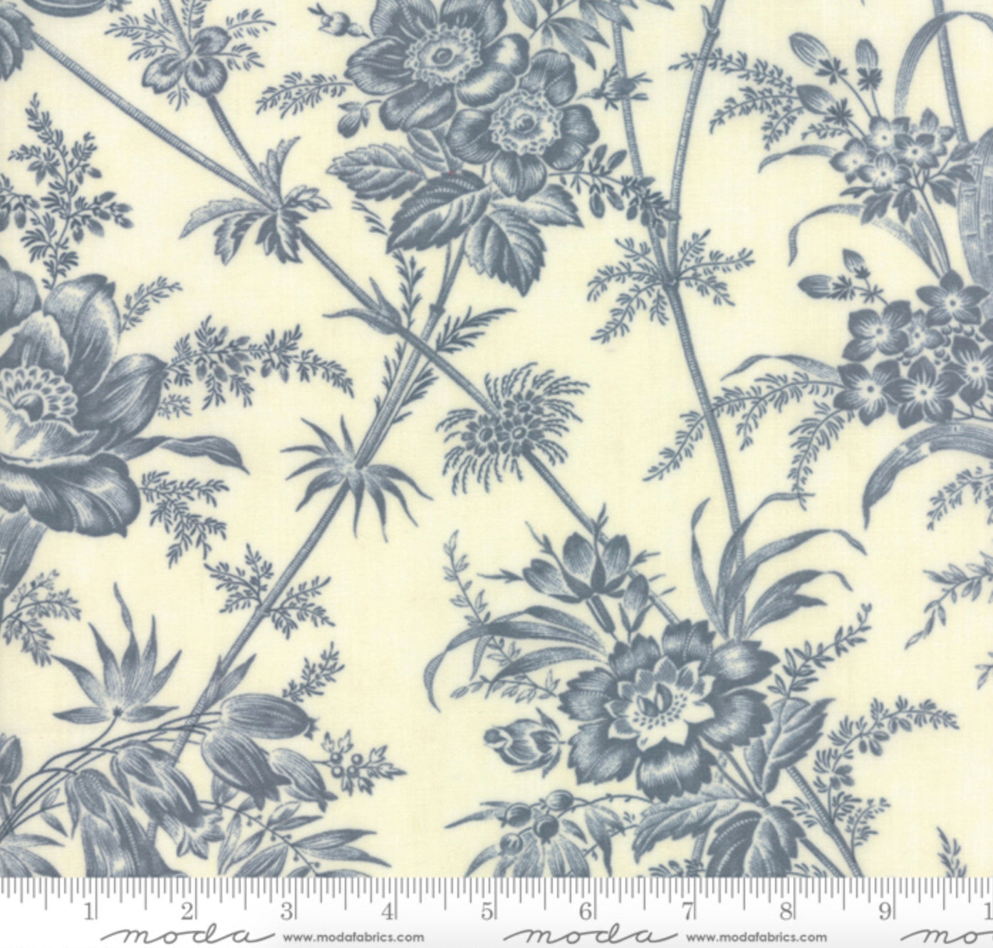 Holly Woods - Snow Sky - Floral Toile Light Blue Yardage