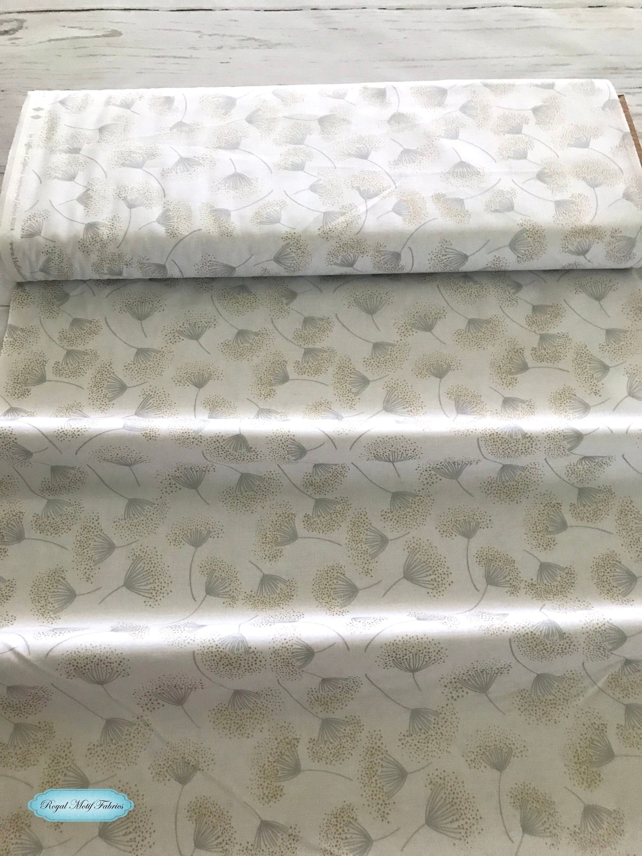 Sparkle and Fade - White/Metallic - with Silver & Gold Metallic Accent Yardage