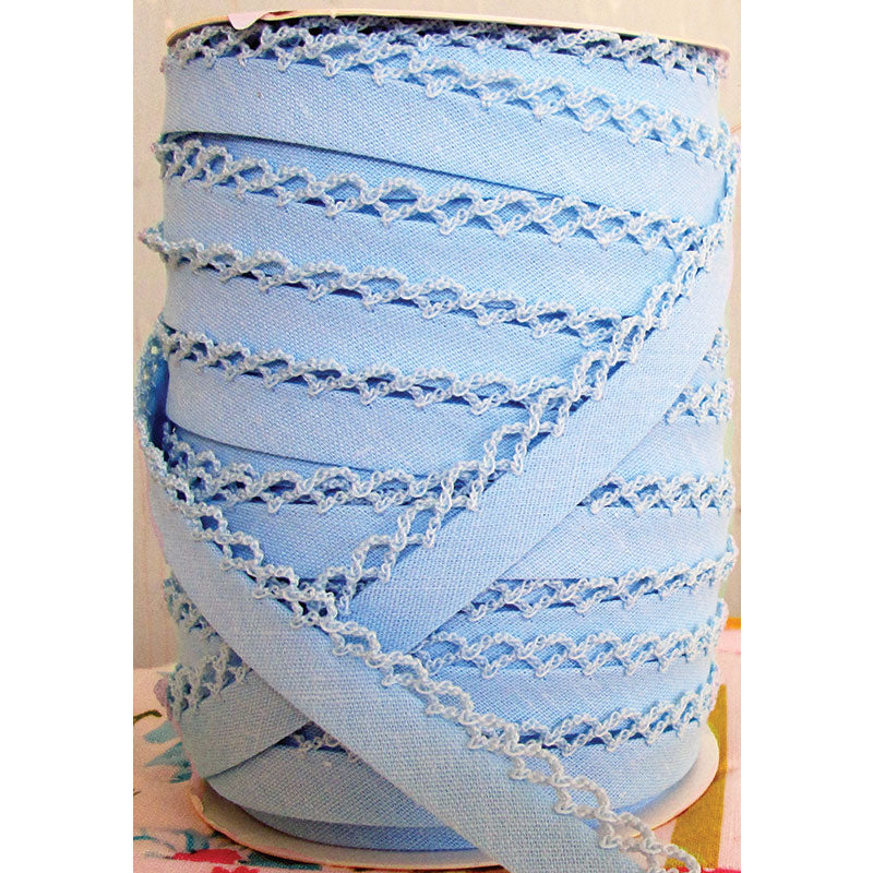 Crotchet Edge Double Fold Bias Solid B Blue Tape 71416 15 | Fancy Trim