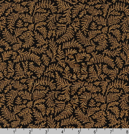 Holiday Flourish 12 Metallic Petite Foliage on Black by Robert Kaufman