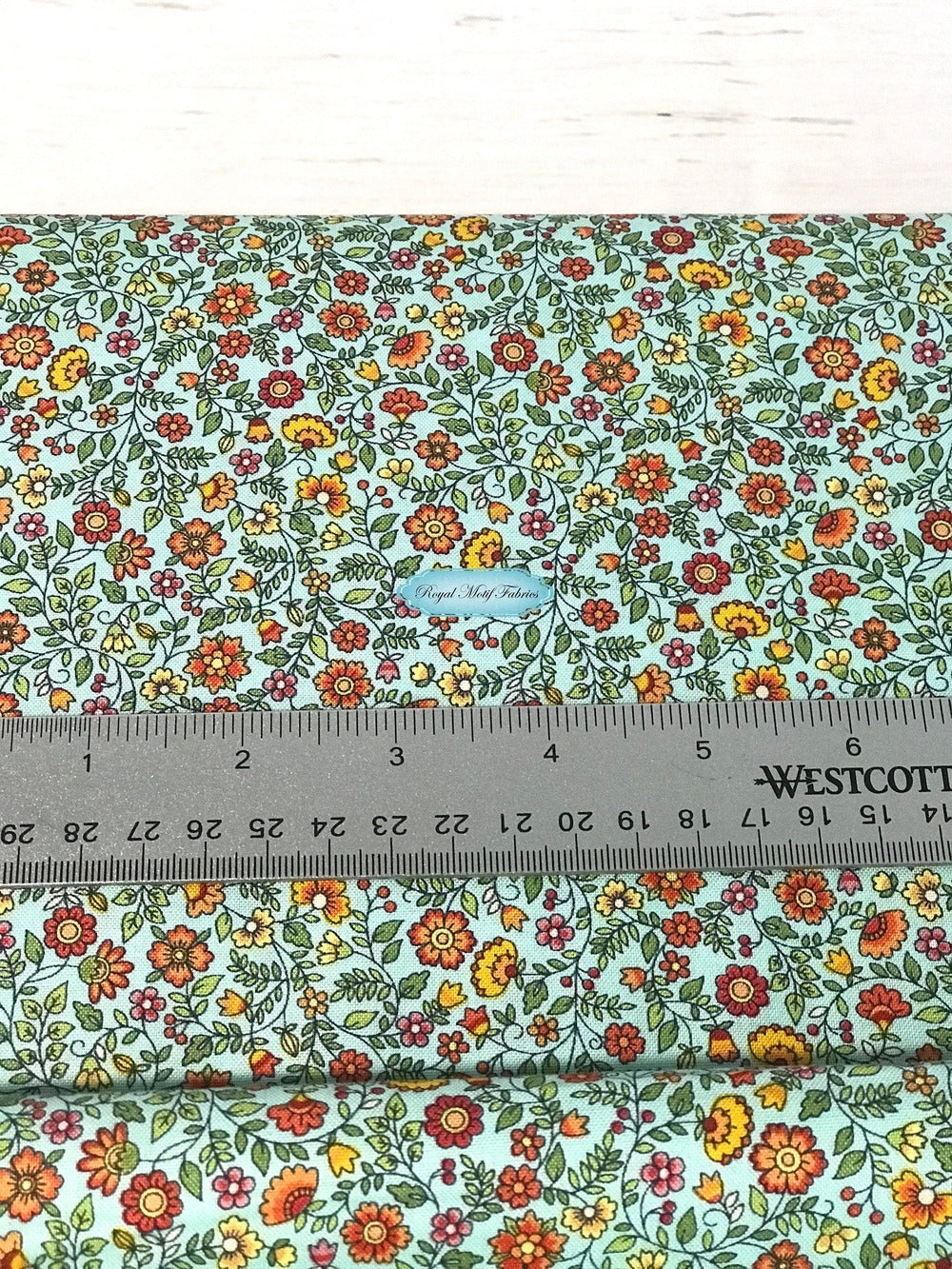 Fat Quarter - Bloom - Autumn - Floral Scroll Teal