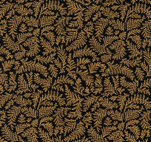 Holiday Flourish 12 Metallic Petite Foliage on Black by Robert Kaufman