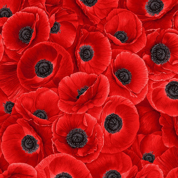 Wild Poppies - Packed Red Poppies Fabric by Timeless Treasures