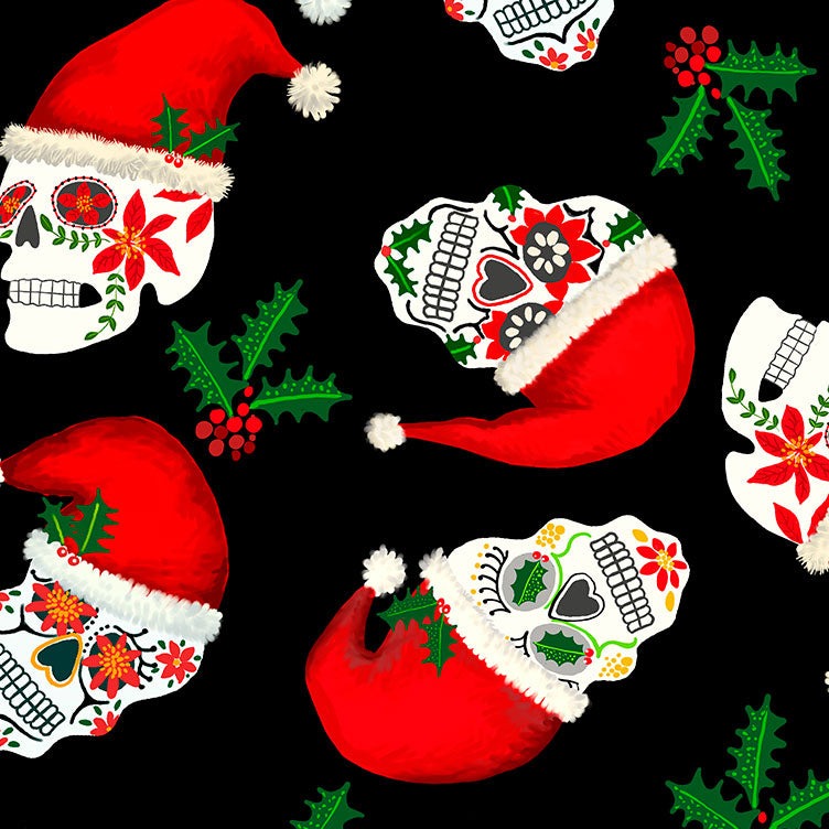 Timeless Treasures - Christmas Sugar Skulls | Novelty Fabrics 