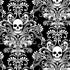 Glow in the Dark Skull Damask Negative by Timeless Treasures