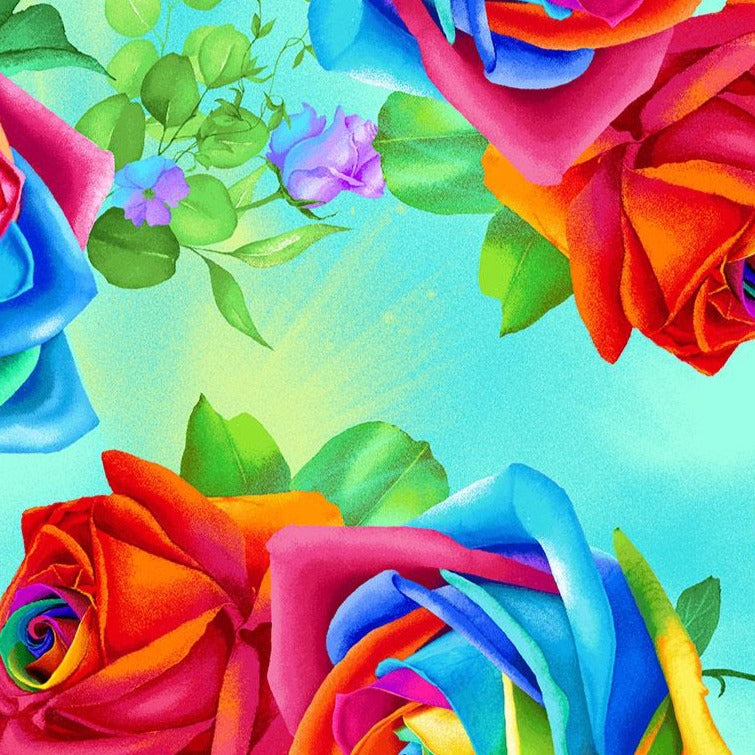 Rainbow Rose - Large Rainbow Roses Aqua