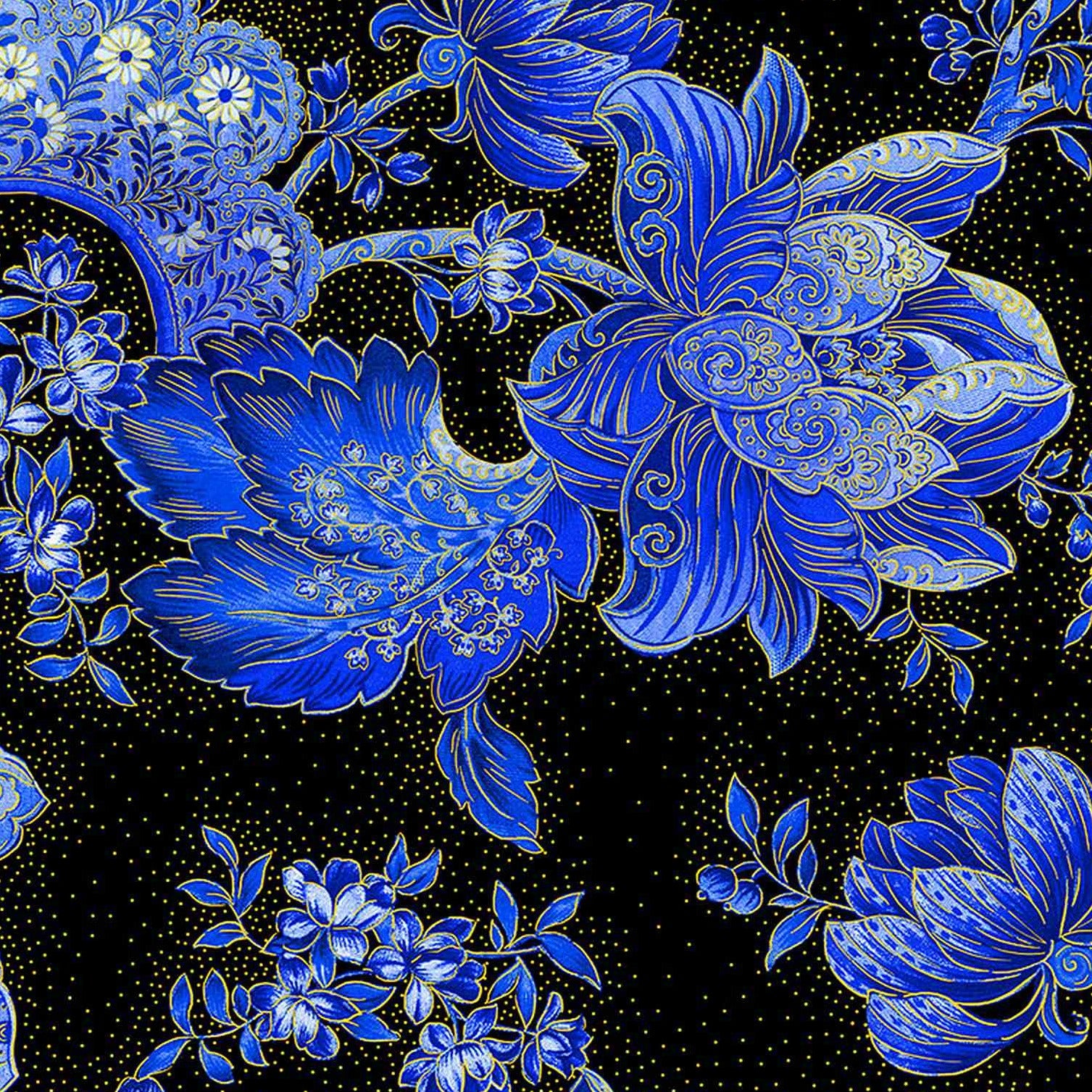 Sapphire Tapestry Metallic Florals - Timeless